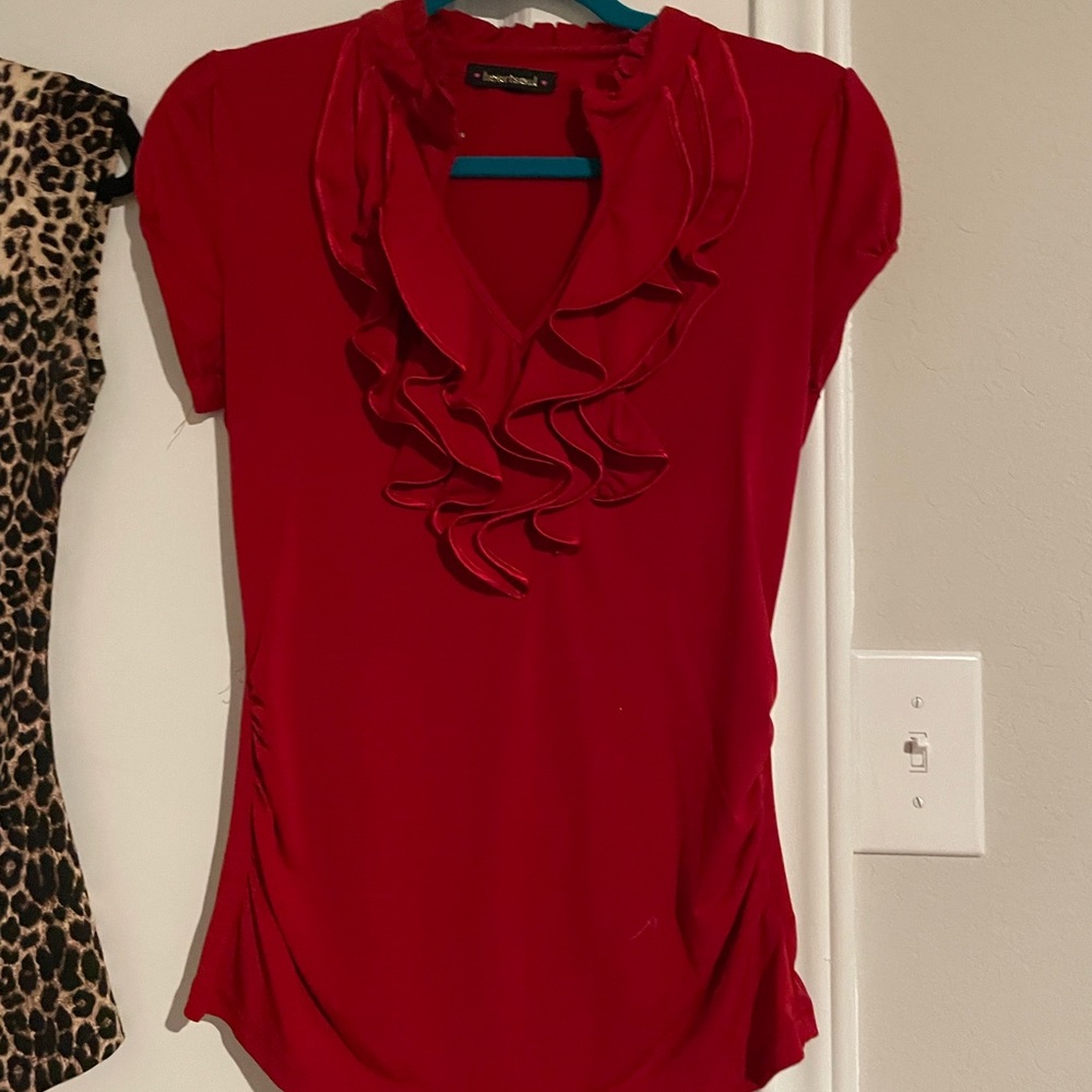 Red ruffle shirt